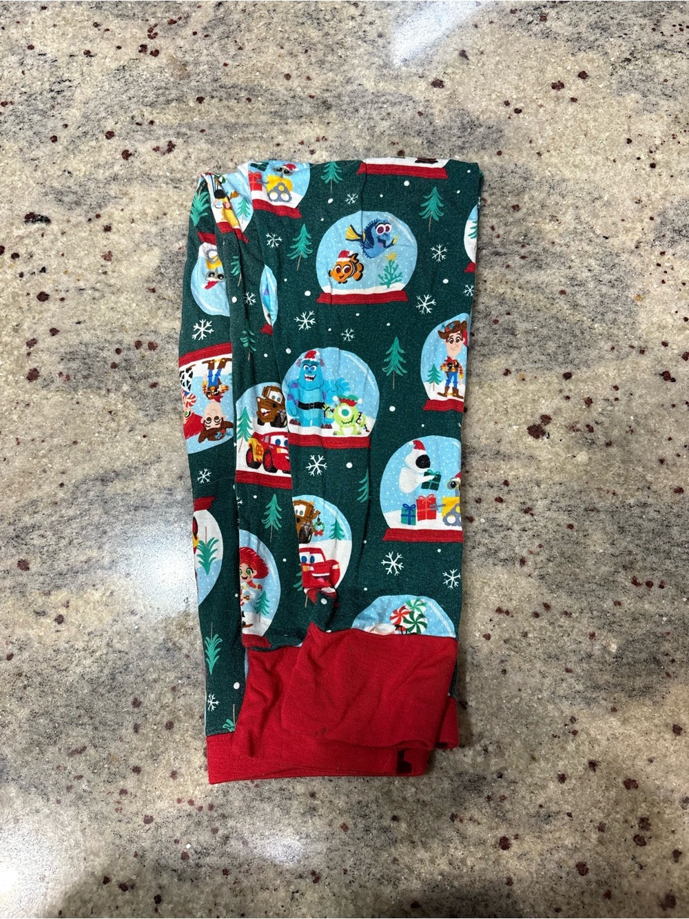Little Sleepies Green Snow Globe Character Pajama Bottoms with Red Cuffs